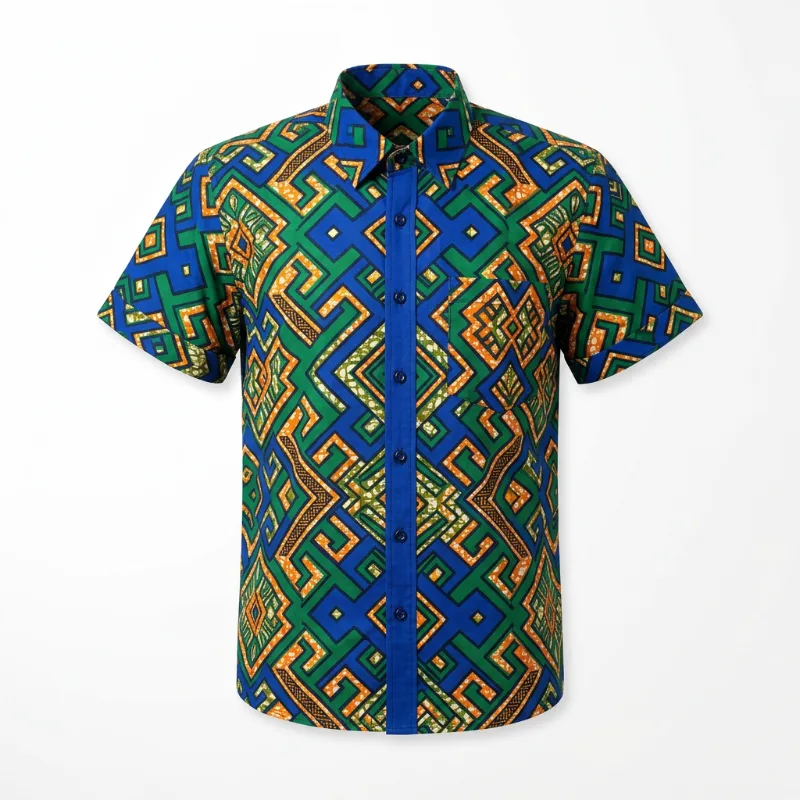 Ankara Print Short-Sleeve Shirt